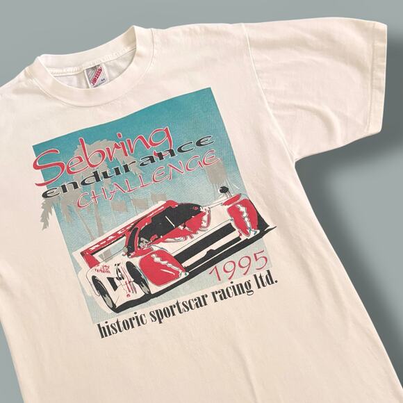1995 Sebring Endurance Challenge Sportscar Racing T-Shirt Jerzees Medium White - Picture 1 of 7